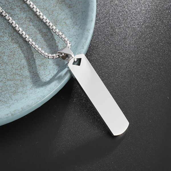 Stainless Steel High Polished Rectangle Tag Pendant - Silver