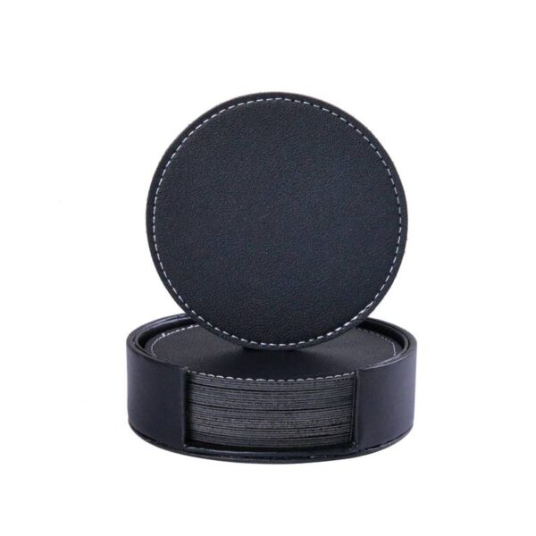 PU Leather Drink Coasters Set (8 coaster and a holder)