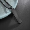 Stainless Steel High Polished Rectangle Tag Pendant - Black
